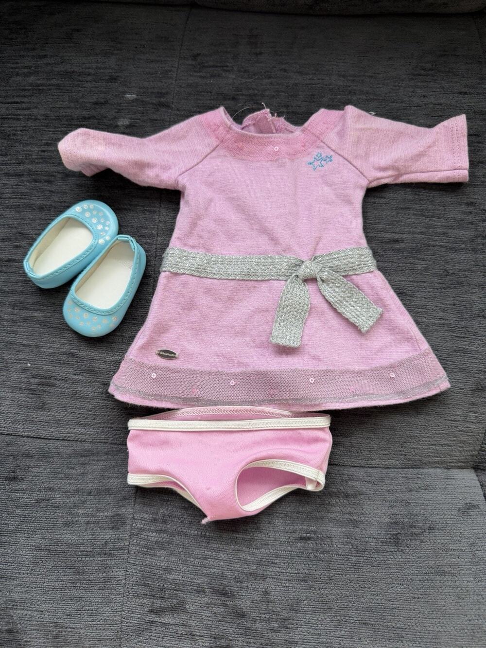 AMERICAN GIRL Truly Me Purple Dress & Blue slip on Shoes for 18” Doll